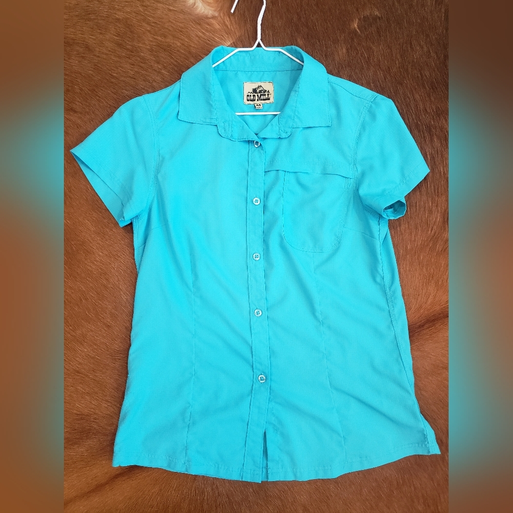 Althetic Hiking Fishing Sun Barrel Racing Short Sleeve Shirt Medium